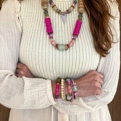 Twine & Twig Stacked Classic Necklace | Pink + Pavé