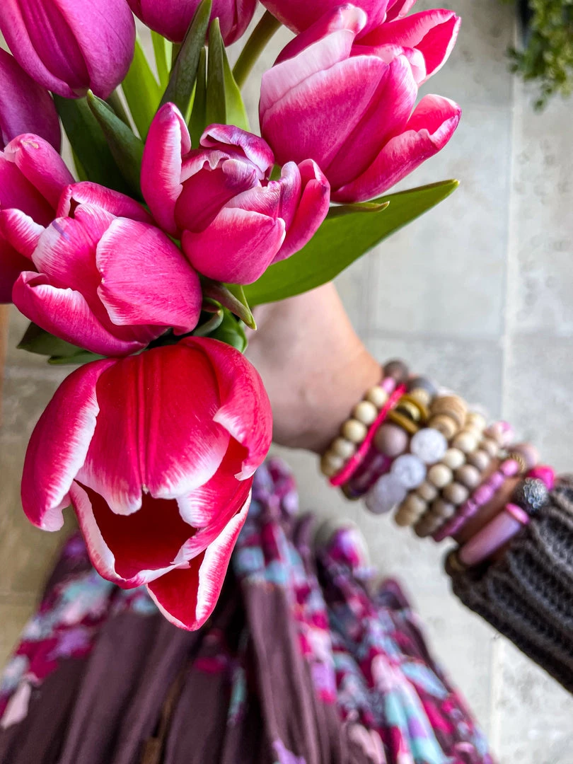 Twine & Twig Intricate Stack Bracelet | Pink + Pavé Pink + Pavé Collection 8 Twine & Twig Intricate Stack Bracelet | Pink + Pavé Pink + Pavé Collection