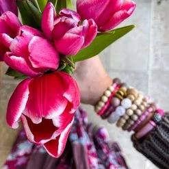 Twine & Twig Pavé Stack Bracelet | Pink + Pavé