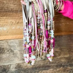 Twine & Twig Kids Tassel Necklace Set | Pink + Pavé