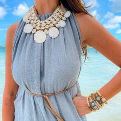 Twine + Twig Sea Glass Collection Cowrie Collar Necklace | Edition 13