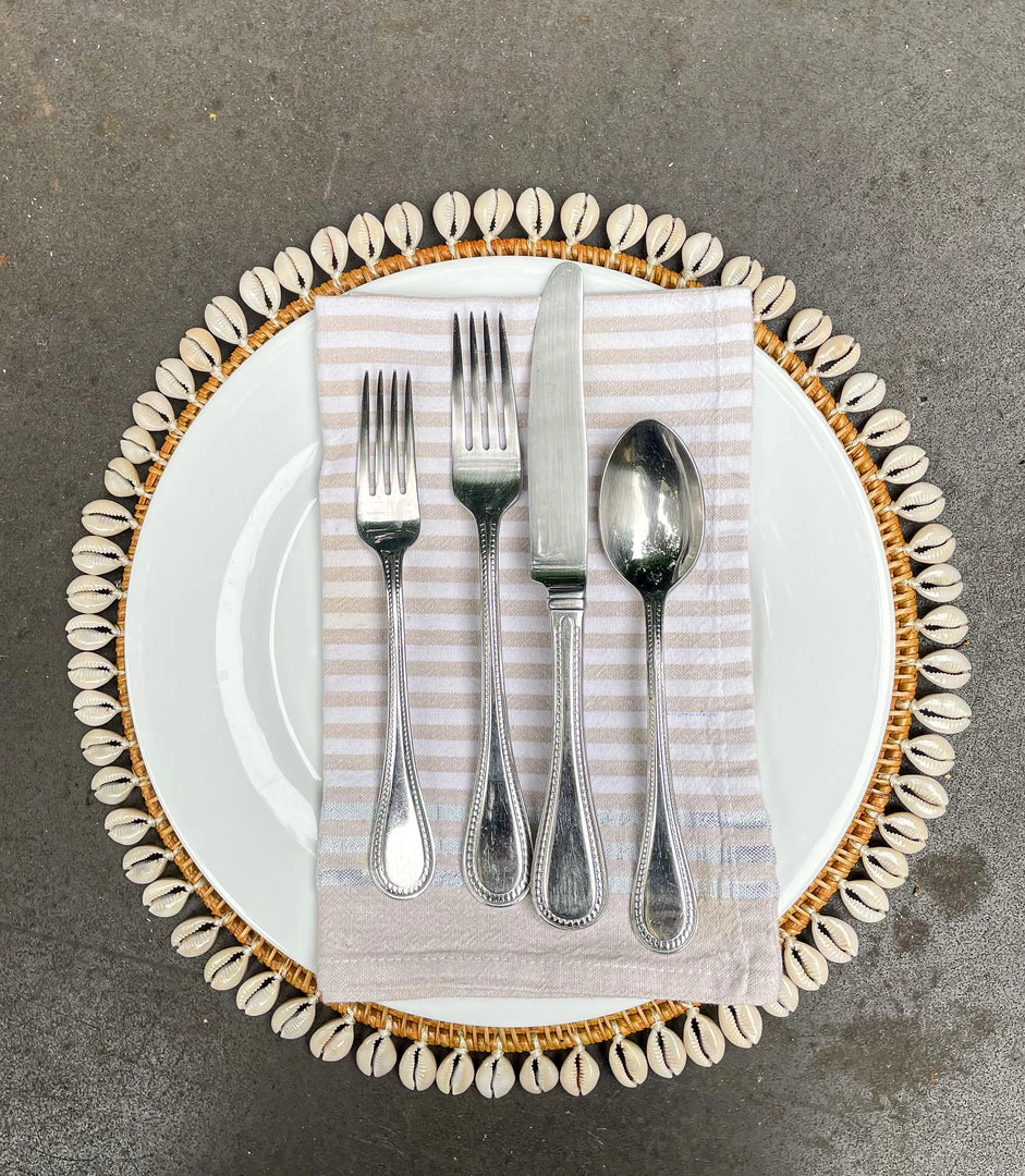 Twine + Twig Cowrie Collection Rattan Placemat With Cowrie Shell - Brown | Set Of 4 4 Twine + Twig Cowrie Collection Rattan Placemat With Cowrie Shell - Brown | Set Of 4