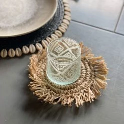 Twine + Twig Straw Grass Coasters With Fringe - Natural | Set Of 4