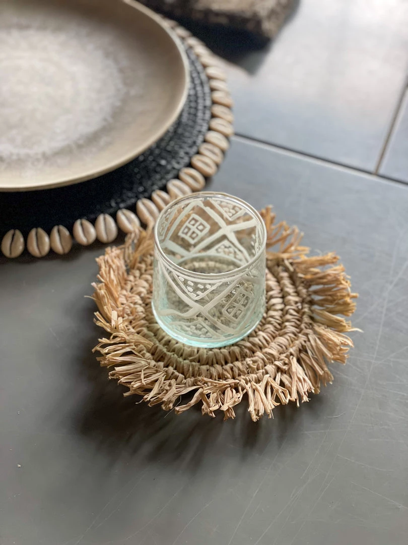 Twine + Twig Straw Grass Coasters With Fringe - White | Set Of 4 3 Twine + Twig Straw Grass Coasters With Fringe - White | Set Of 4