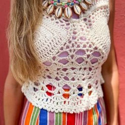 Twine + Twig Cowrie Collar Necklace | Aqua