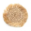 Twine + Twig Straw Grass Coasters With Fringe - Natural | Set Of 4