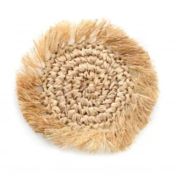 Twine + Twig Straw Grass Coasters With Fringe - Natural | Set Of 4