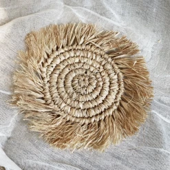 Twine + Twig Straw Grass Coasters With Fringe - White | Set Of 4 11 Twine + Twig Straw Grass Coasters With Fringe - White | Set Of 4