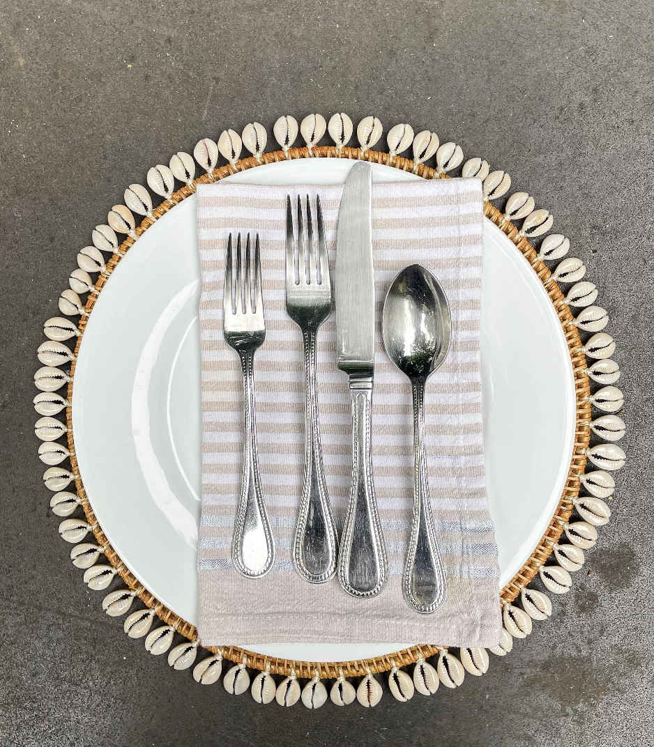 Twine + Twig Cowrie Collection Rattan Placemat With Cowrie Shell - White | Set Of 4 5 Twine + Twig Cowrie Collection Rattan Placemat With Cowrie Shell - White | Set Of 4
