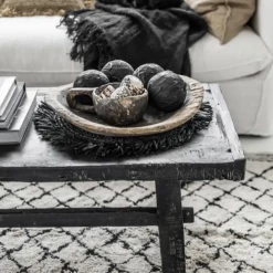 Twine + Twig Straw Raffia Placemats With Fringe - Black | Set Of 4 7 Twine + Twig Straw Raffia Placemats With Fringe - Black | Set Of 4