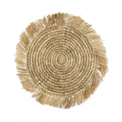 Twine + Twig Cowrie Collection Straw Raffia Placemats With Fringe - Natural | Set Of 4
