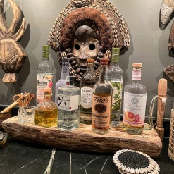 Twine + Twig Rattan Coaster With Cowrie Shell - Whitewash | Set Of 4