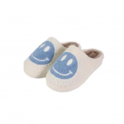 Twine + Twig Teen Collection Smiley Face Fluffy Slippers | Blue