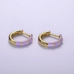 Twine + Twig Chain Collection Huggie Hoop Earrings | Purple