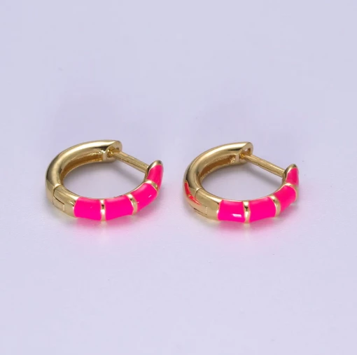 Twine + Twig Chain Collection Huggie Hoop Earrings | Pink