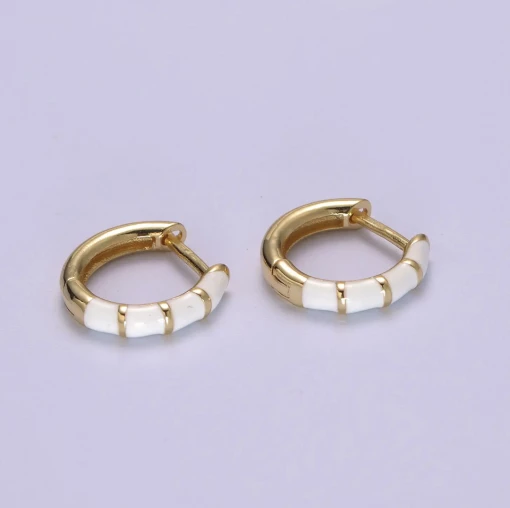 Twine + Twig Chain Collection Huggie Hoop Earrings | White