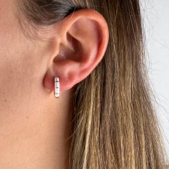 Twine + Twig Chain Collection Huggie Hoop Earrings | White