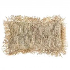 Twine + Twig Lumbar Straw Raffia Pillow Cover Cowrie Collection