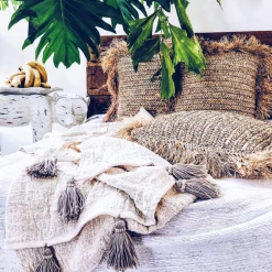 Twine + Twig Lumbar Straw Raffia Pillow Cover Cowrie Collection 8 Twine + Twig Lumbar Straw Raffia Pillow Cover Cowrie Collection