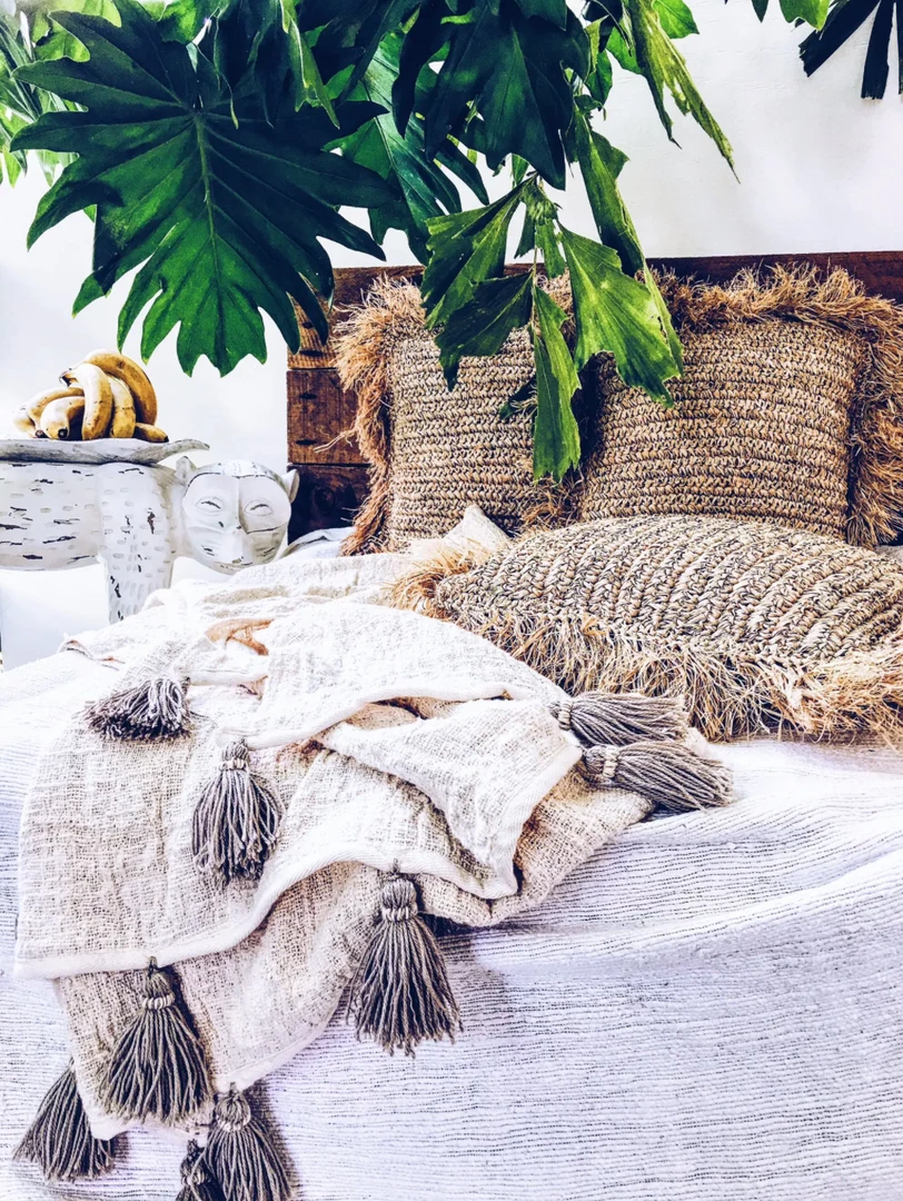 Twine + Twig Lumbar Straw Raffia Pillow Cover Cowrie Collection 4 Twine + Twig Lumbar Straw Raffia Pillow Cover Cowrie Collection