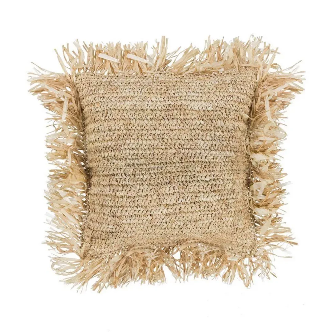 Twine + Twig Square Straw Raffia Pillow Cover Cowrie Collection 1 Twine + Twig Square Straw Raffia Pillow Cover Cowrie Collection