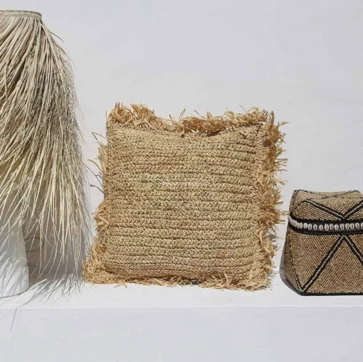 Twine + Twig Square Straw Raffia Pillow Cover Cowrie Collection 6 Twine + Twig Square Straw Raffia Pillow Cover Cowrie Collection