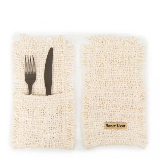 Twine + Twig Cowrie Collection Cutlery Holder Cream | Set Of 4