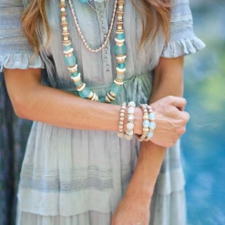 Twine + Twig Metallic Layer Necklace Set Charlotte Football Club