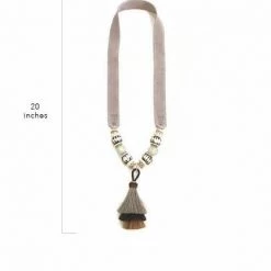 Twine + Twig Triple Tassel Horse Hair Necklace | Mist Batik