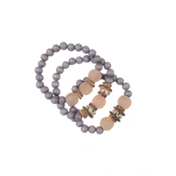 Twine + Twig Neutral Collection Trio Stack Bracelet Set | Gray