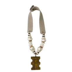 Twine + Twig B+W Collection Mid Brass Pendant Necklace | Ivory