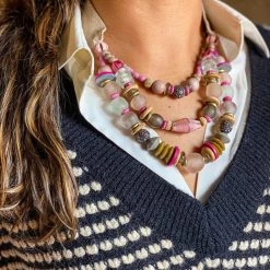 Twine & Twig Layered Classic Necklace | Pink + Pavé Pink + Pavé Collection