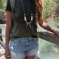 Twine + Twig Neutral Collection Antler Slim Tip Necklace | Gray 10 Twine + Twig Neutral Collection Antler Slim Tip Necklace | Gray