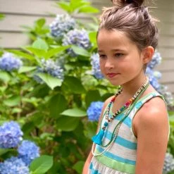 Twine + Twig Tween Tassel Necklace Set | Blue