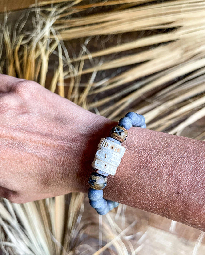 Twine + Twig Cowrie Collection Single Stack Bracelet | Gray Tribal 2 Twine + Twig Cowrie Collection Single Stack Bracelet | Gray Tribal