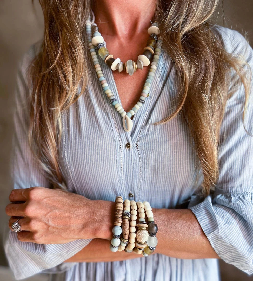 Twine + Twig Sea Glass Collection Tribal Classic Necklace | Sea Glass 5 Twine + Twig Sea Glass Collection Tribal Classic Necklace | Sea Glass