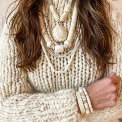 Twine + Twig Antler Slim Burr Necklace | B + W