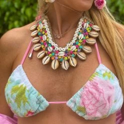 Twine + Twig Cowrie Collar Necklace | Aqua