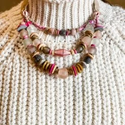 Twine & Twig Layered Classic Necklace | Pink + Pavé Pink + Pavé Collection