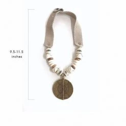 Twine + Twig B+W Collection Mid Brass Pendant Necklace | Ivory