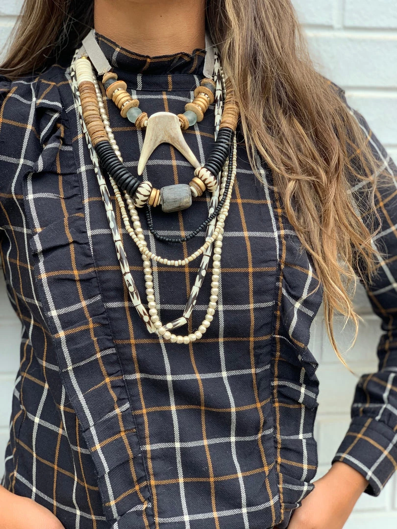 Twine + Twig Necklaces Stacked Classic Necklace | Batik 2 Twine + Twig Necklaces Stacked Classic Necklace | Batik