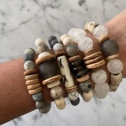 Twine + Twig Stone Collection Trio Stack Bracelet Set | Stone