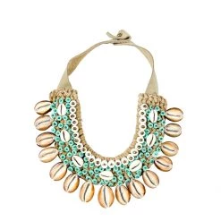 Twine & Twig Sales 57 Twine + Twig Cowrie Collar Necklace | Aqua
