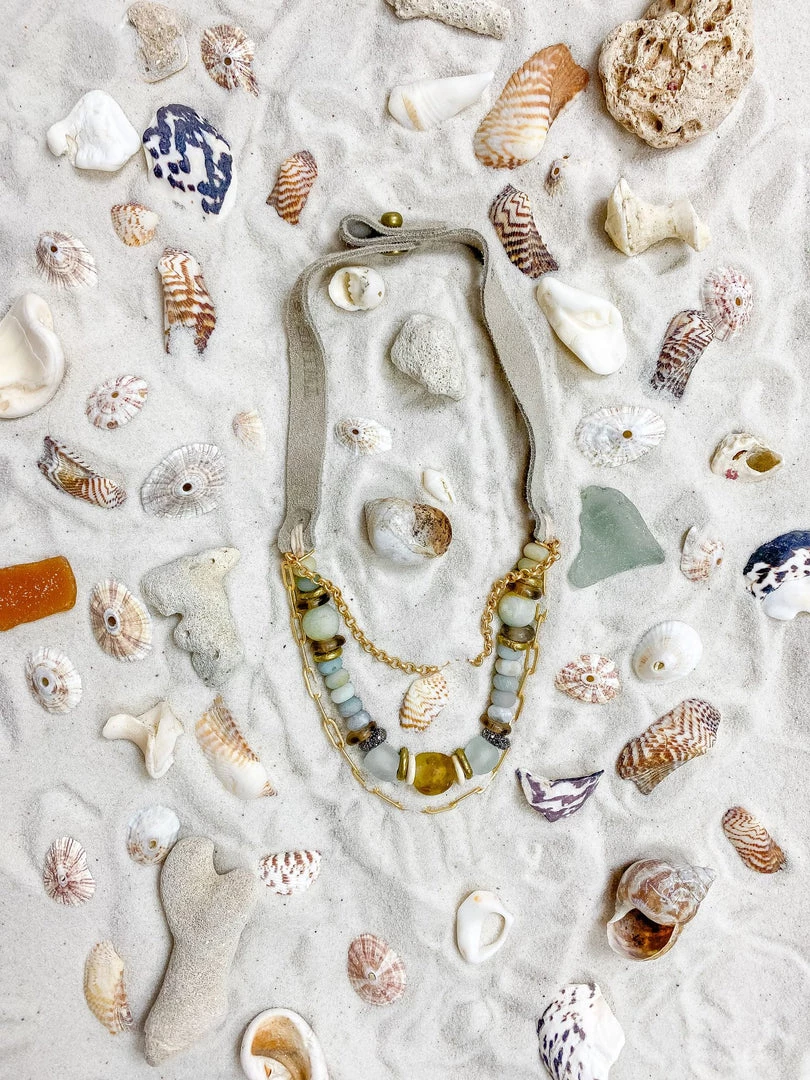 Twine + Twig Sea Glass Collection Slim Chain Necklace | Sea Glass 3 Twine + Twig Sea Glass Collection Slim Chain Necklace | Sea Glass