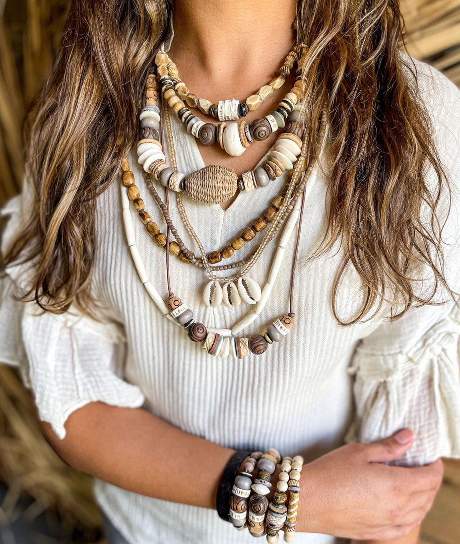 Twine + Twig Cowrie Layer Necklace Set | Tribal Cowrie Collection 4 Twine + Twig Cowrie Layer Necklace Set | Tribal Cowrie Collection