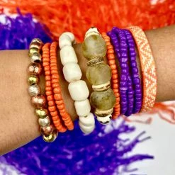 Twine + Twig Fiesta Collection Simple Seed Bracelet | Orange