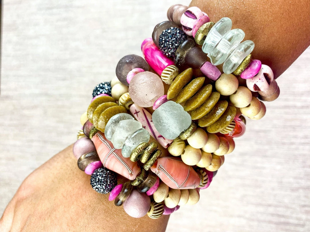 Twine & Twig Pink + Pavé Collection Single Stack Bracelet | Pink + Pavé 5 Twine & Twig Pink + Pavé Collection Single Stack Bracelet | Pink + Pavé