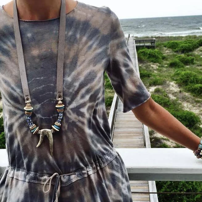 Twine + Twig Tones Collection Antler Slim Tip Necklace | Mist 4 Twine + Twig Tones Collection Antler Slim Tip Necklace | Mist