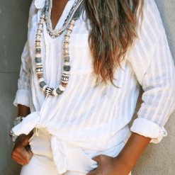 Twine + Twig Long Classic Necklace | Mist Batik Neutral Collection