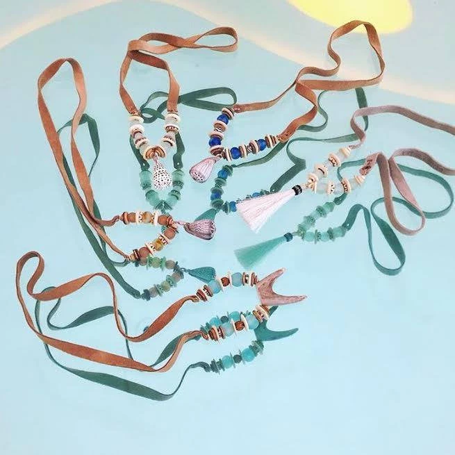 Twine + Twig Tones Collection Antler Slim Tip Necklace | Mist 3 Twine + Twig Tones Collection Antler Slim Tip Necklace | Mist